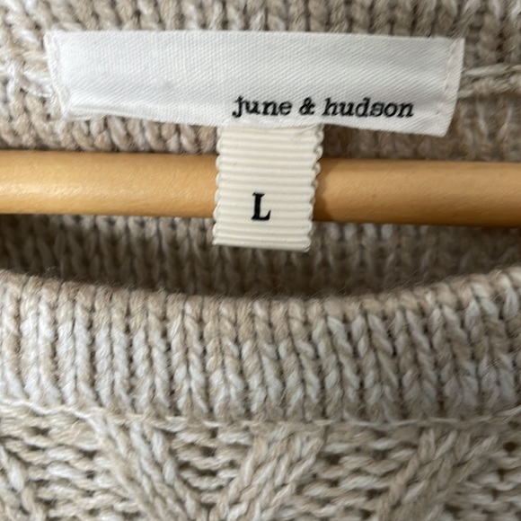 JUNE & HUDSON Sweater with Fringe Detail | Beige | Large - Picture 6 of 9